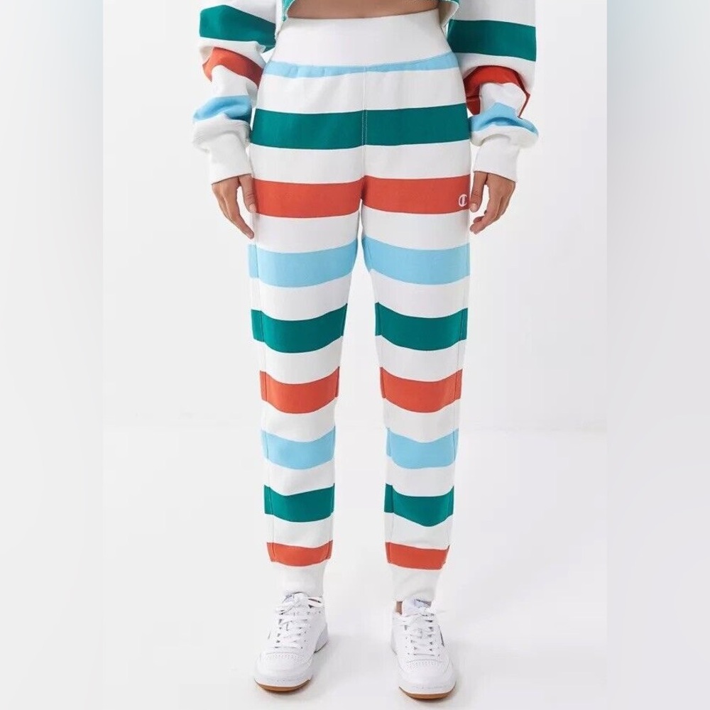 Champion UO Reverse Weave Rainbow Striped Jogger Pants